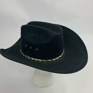 Summit Hat Mexico Wool Felt Western Cowboy Size Small Black with Gold accents